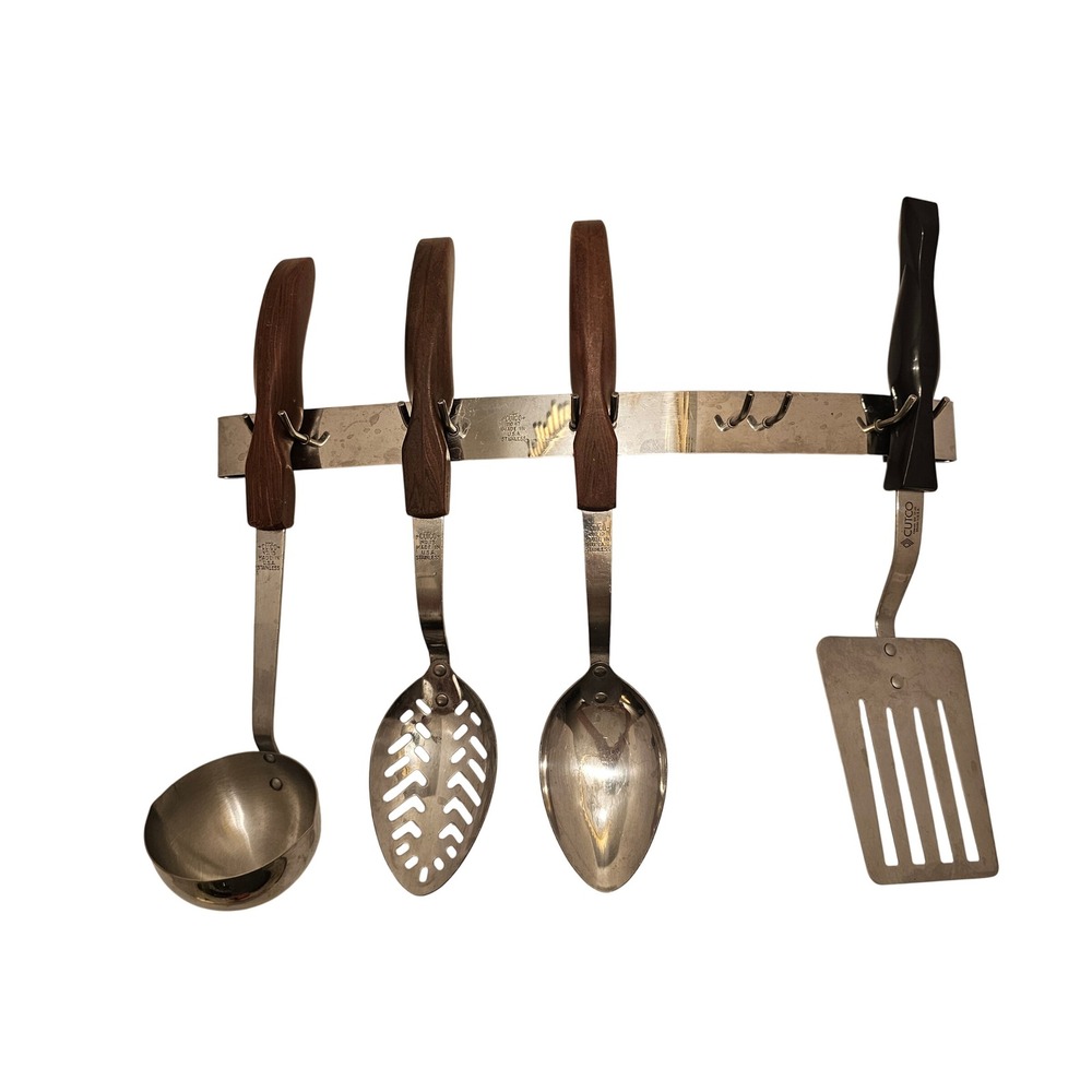 Cutco Stainless Steel Kitchen Utensil Set 5pc with Wall Rack Made in USA